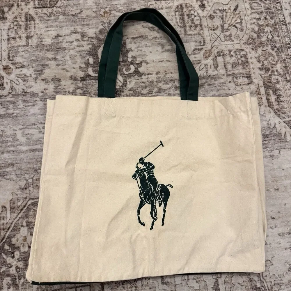 Polo Ralph Lauren Waterkeeper Alliance Organic Cotton Canvas Tote Bag Horse Logo